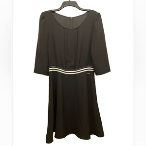 Armani Exchange Black and White Sheath Dress with Puff Sleeves